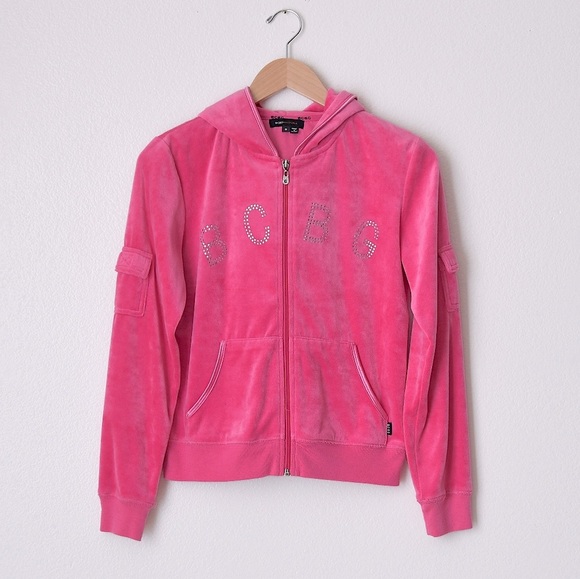 BCBGMaxAzria Pink Velour Logo Hoodie Size Small - Picture 4 of 8